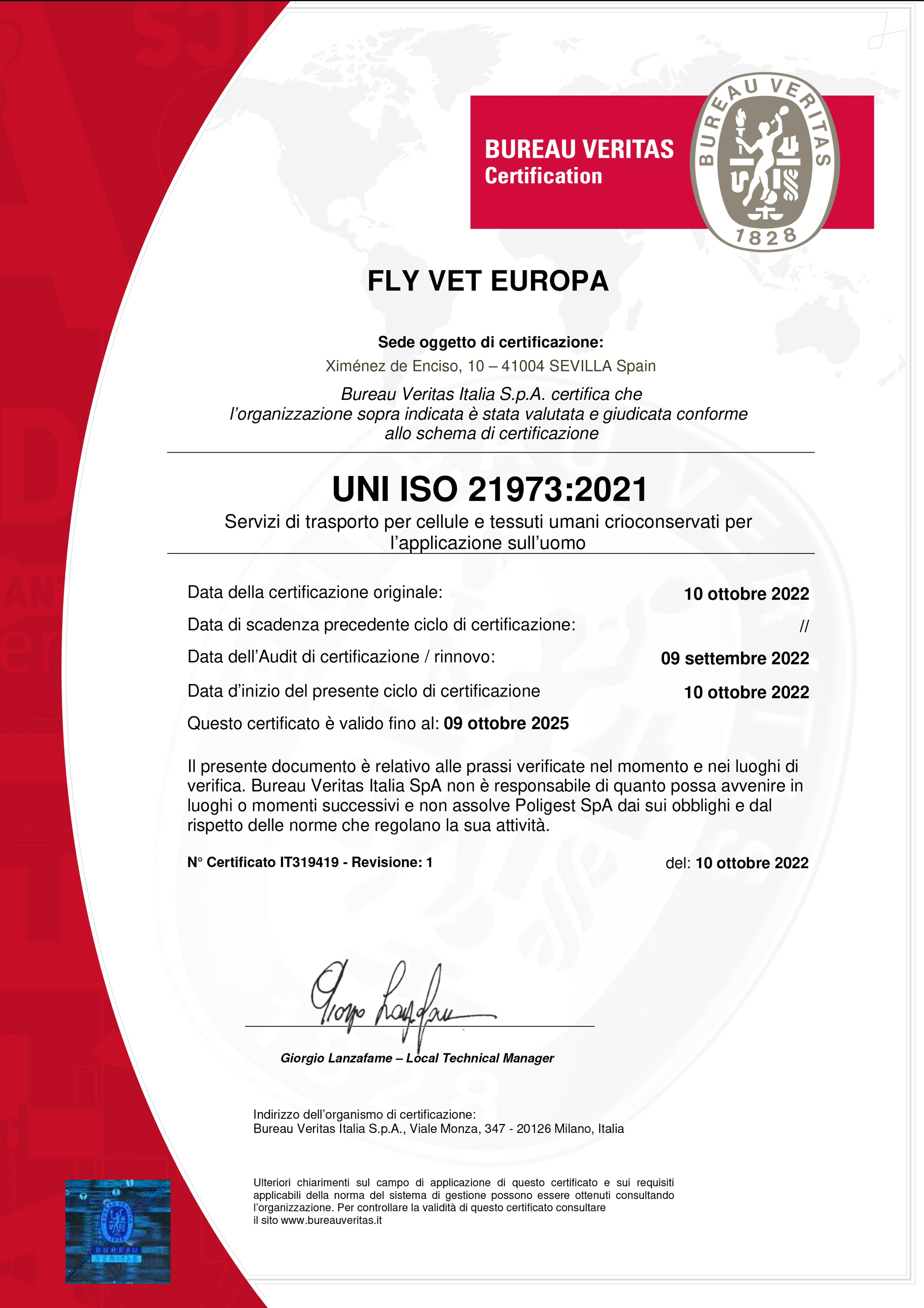 Fly vet biological on movement certifications